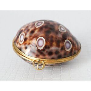 Cowrie Shell Hinged Trinket Box Keepsake Ring Gift Box